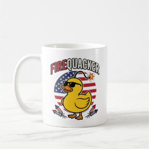 Firequacker Patriotic Duck Fireworks Vector Design Coffee Mug