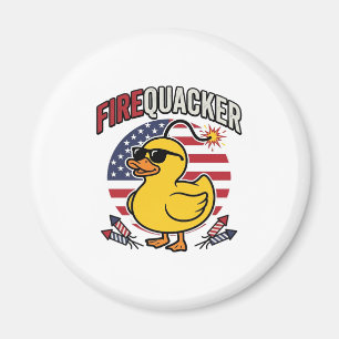 Firequacker Patriotic Duck Fireworks Vector Design Magnet