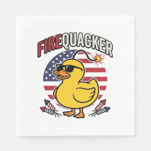 Firequacker Patriotic Duck Fireworks Vector Design Napkin