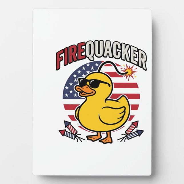 Firequacker Patriotic Duck Fireworks Vector Design Plaque (Front)