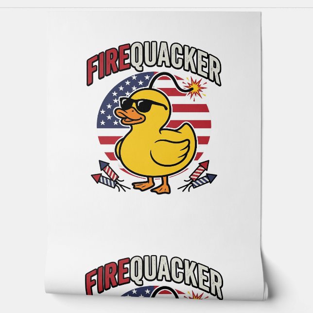 Firequacker Patriotic Duck Fireworks Vector Design Wallpaper (Unrolling)
