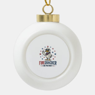 Firequacker Patriotic Duck Vintage Shirt Design_1 Ceramic Ball Christmas Ornament