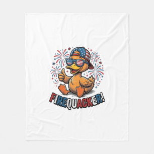 Firequacker Patriotic Duck Vintage Shirt Design_1 Fleece Blanket