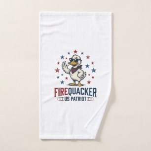 Firequacker Patriotic Duck Vintage Shirt Design_1 Hand Towel