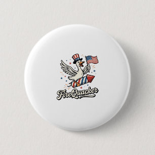 FireQuacker Patriotic Goose Vintage 4th of July De 6 Cm Round Badge