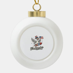 FireQuacker Patriotic Goose Vintage 4th of July De Ceramic Ball Christmas Ornament