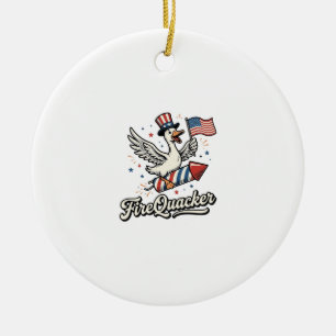 FireQuacker Patriotic Goose Vintage 4th of July De Ceramic Ornament