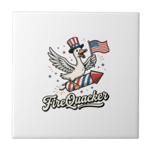 FireQuacker Patriotic Goose Vintage 4th of July De Ceramic Tile