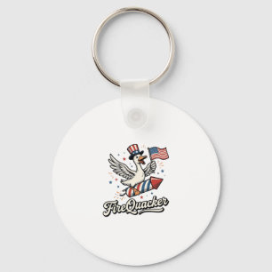 FireQuacker Patriotic Goose Vintage 4th of July De Key Ring