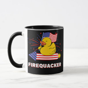 Firequacker Rubber Duck USA Patriotic 4th of July Mug