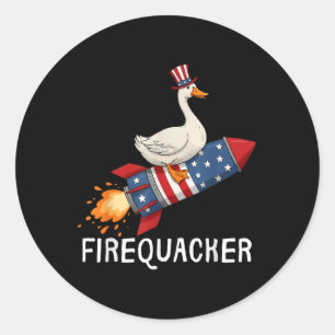 Firequacker Shirt, Funny Goose 4th Of July Shirt Classic Round Sticker