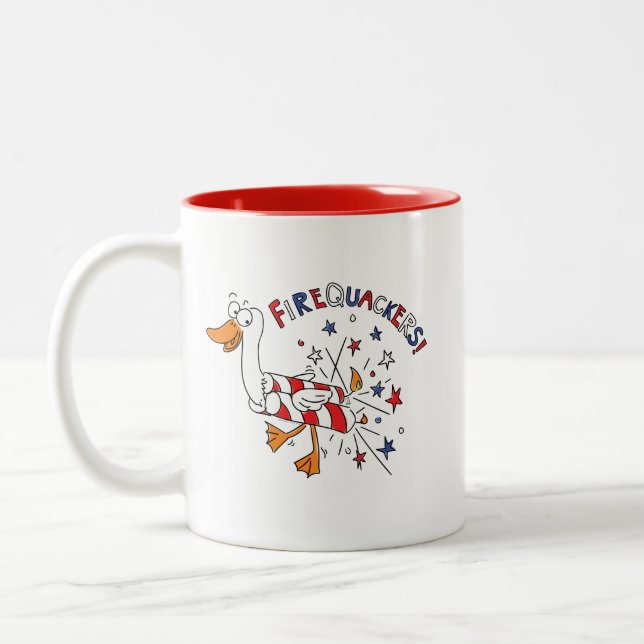 Firequackers 4th of July Duck Coffee Mug (Left)