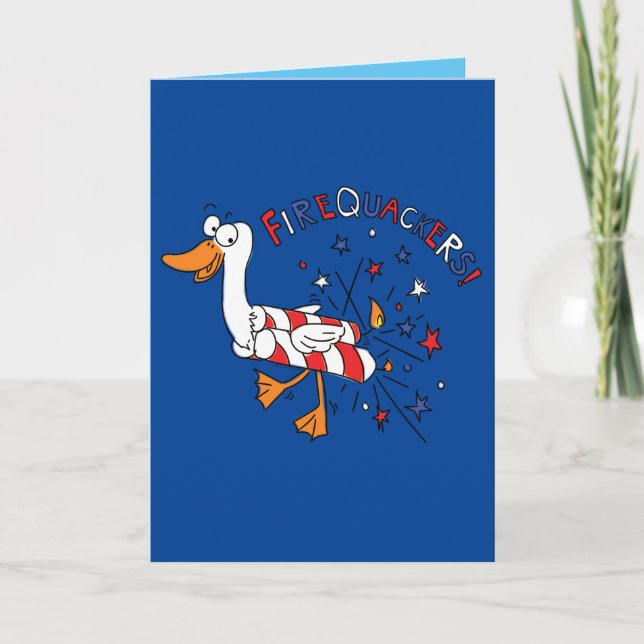 Firequackers 4th of July Duck Funny Greeting Card (Front)