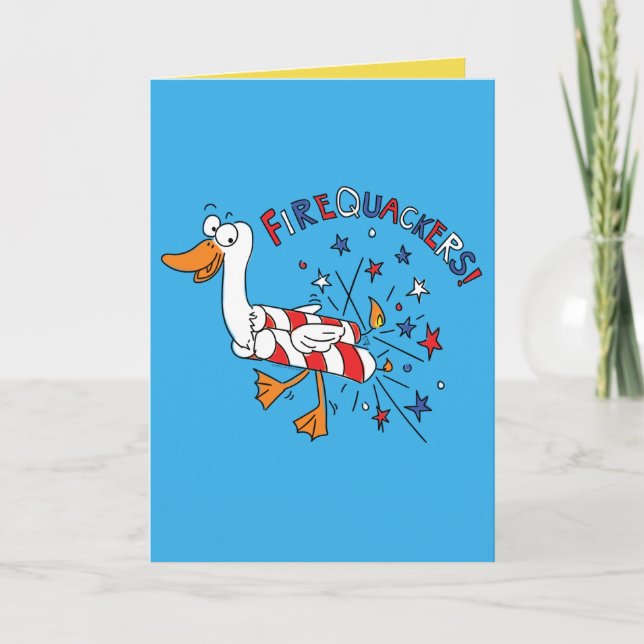 Firequackers 4th of July Duck Funny Greeting Card (Front)