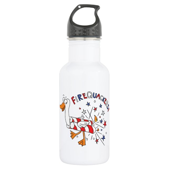 Firequackers 4th of July Duck Water Bottle (Front)