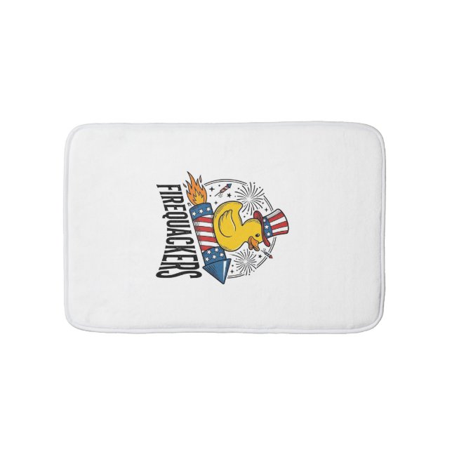 Firequackers Patriotic Duck Firework Shirt Design_ Bath Mat (Front)