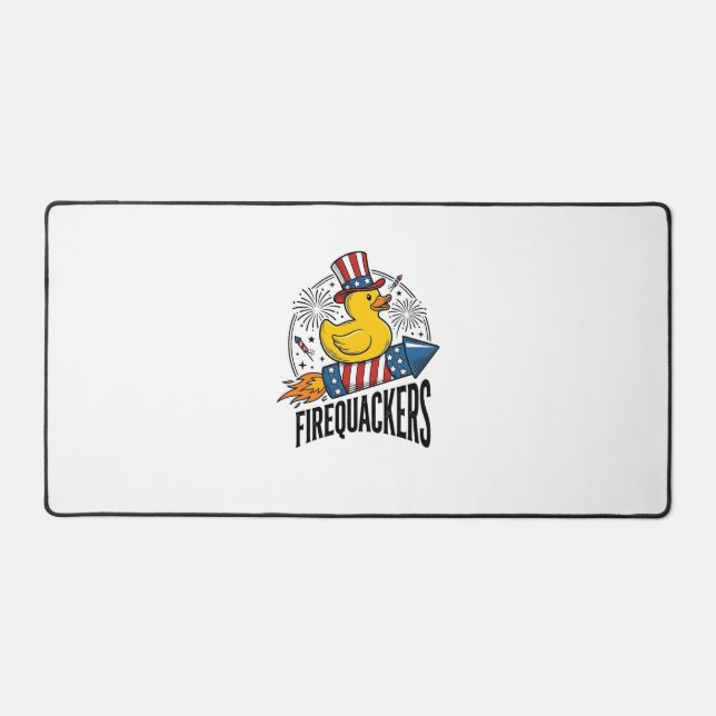 Firequackers Patriotic Duck Firework Shirt Design_ Desk Mat (Front)