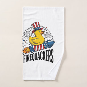 Firequackers Patriotic Duck Firework Shirt Design_ Hand Towel