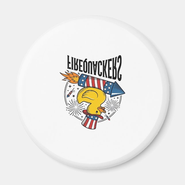 Firequackers Patriotic Duck Firework Shirt Design_ Magnet (Front)