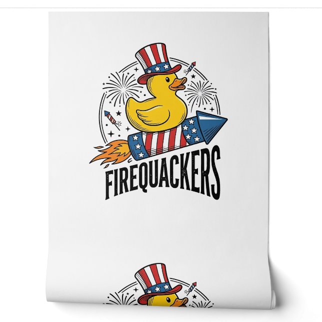 Firequackers Patriotic Duck Firework Shirt Design_ Wallpaper (Unrolling)