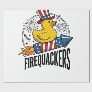 Firequackers Patriotic Duck Firework Shirt Design_ Wrapping Paper