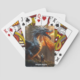 Firery Dragon and Knight Poker Cards-Personalise Playing Cards