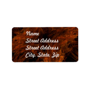 Firery Orange Abstract Fractal Address Sticker