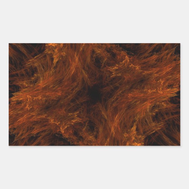 Firery Orange Abstract Fractal Rectangle Sticker (Front)