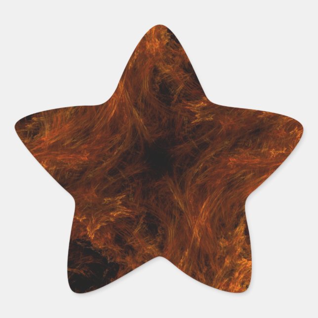 Firery Orange Abstract Fractal Star Sticker (Front)
