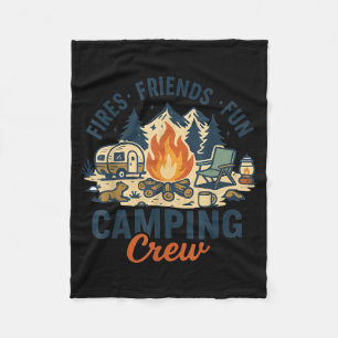 Fires Friends Fun Camping Crew Campfire Friend Fleece Blanket