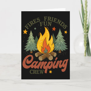 Fires Friends Fun Camping Crew Campfire Outdoor Ad Card