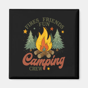 Fires Friends Fun Camping Crew Campfire Outdoor Ad Magnet