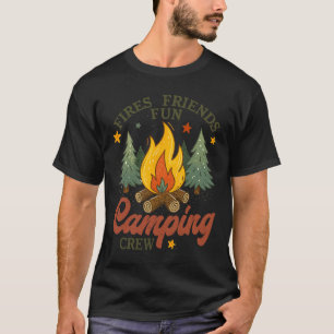 Fires Friends Fun Camping Crew Campfire Outdoor Ad T-Shirt