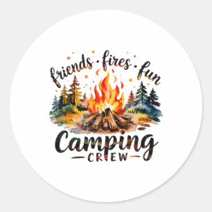 Fires Friends Fun Camping Crew Summer Camp Campfir Classic Round Sticker