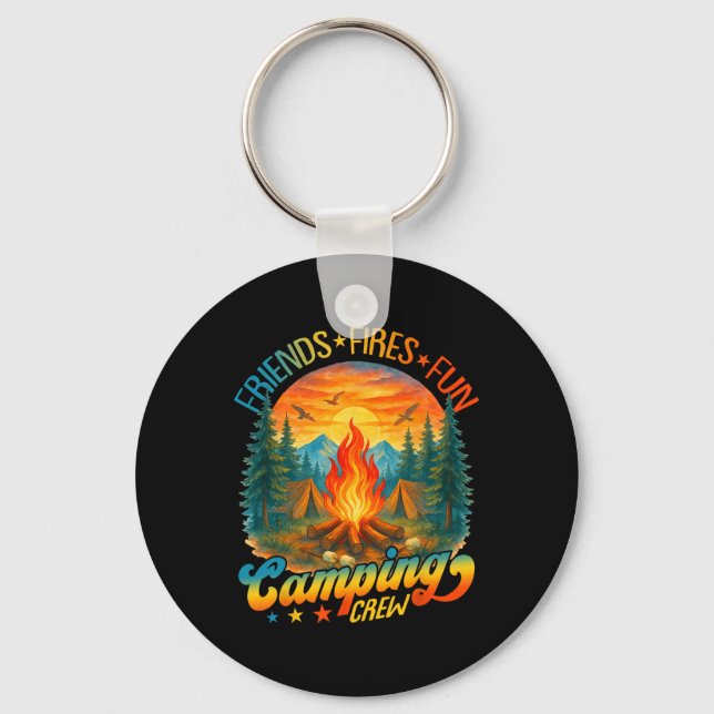 Fires Friends Fun Camping Crew Summer Camp Campfir Key Ring (Front)