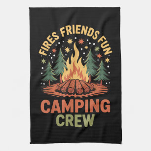 Fires Friends Fun Camping Tea Towel