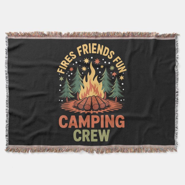 Fires Friends Fun Camping Throw Blanket (Front)