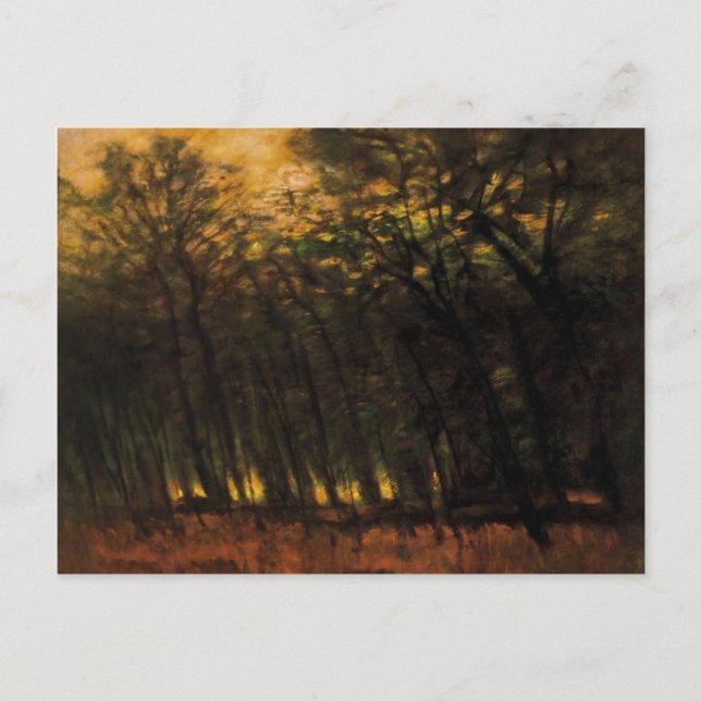 Fires in the Forest (by Laszlo Mednyanszky) Postcard (Front)