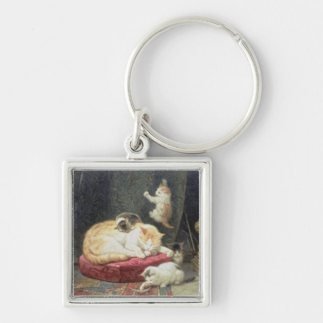 Fireside Bliss (oil on panel) Key Ring (Front)