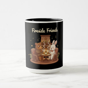 Fireside Friends Cute Bear and Rabbit Cosy Mug
