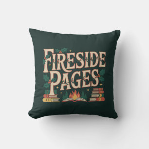 Fireside Pages Cozy Book Lover Christmas Cushion