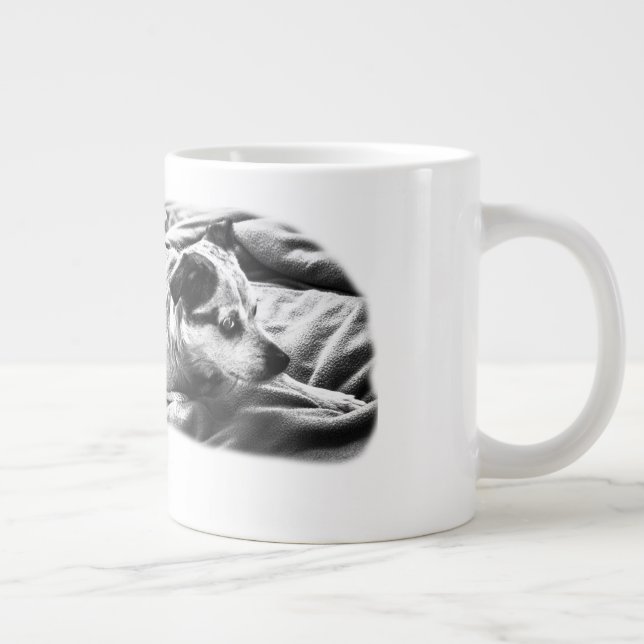Fireside Terrier on Winter Blanket Large Coffee Mug (Right)