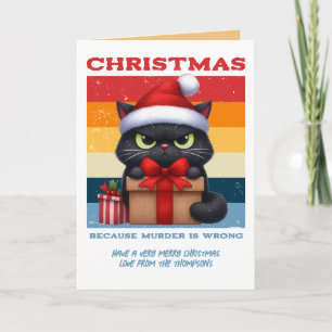 Fireside Vintage Funny Cat Retro Christmas Photo Holiday Card