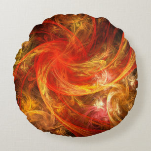 Firestorm Abstract Art Round Pillow