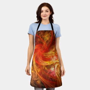 Firestorm Modern Abstract Art Red Gold Energy Apron