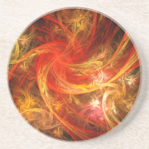 Firestorm Modern Abstract Art Red Gold Energy Coaster