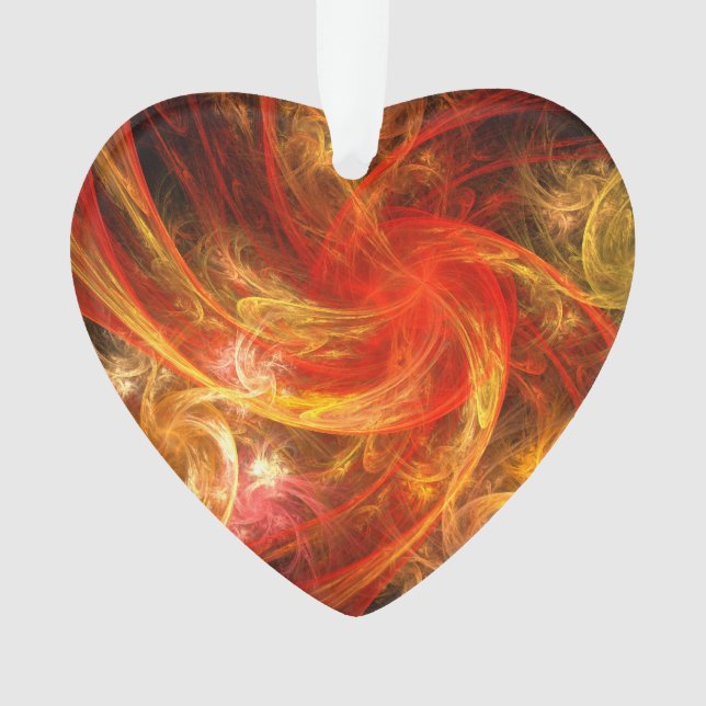 Firestorm Nova Abstract Art Acrylic Heart Ornament (Front)