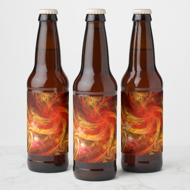 Firestorm Nova Abstract Art Beer Bottle Label (Bottles)