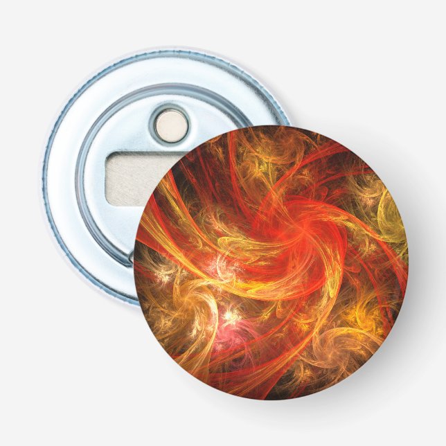 Firestorm Nova Abstract Art Button Bottle Opener (Front)