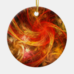 Firestorm Nova Abstract Art Circle Ornament